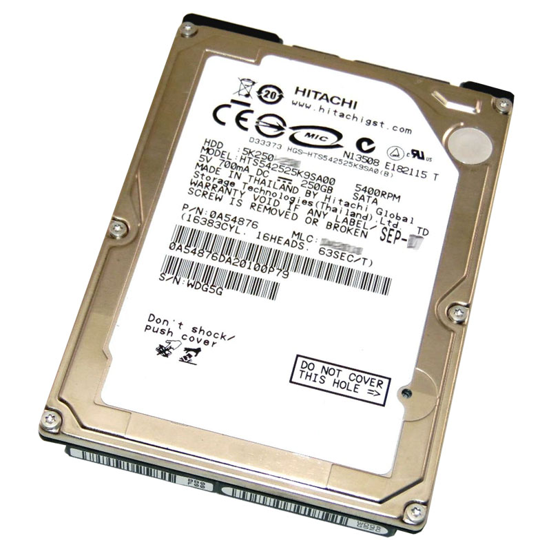 Hitachi 0A54876 - 250GB 5.4K SATA 1.5Gbps 2.5Inch 8MB Cache Hard Drive