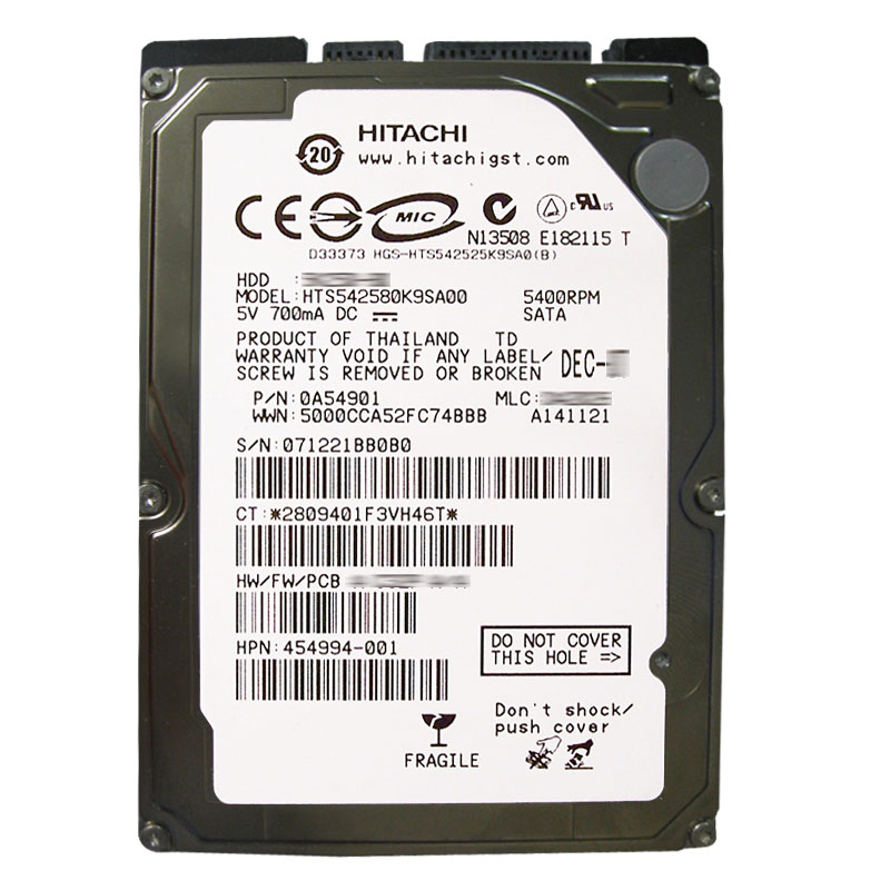 Hitachi 0A54901 - 80GB 5.4K SATA 1.5Gbps 2.5Inch 8MB Cache Hard Drive