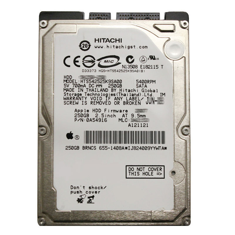 Hitachi 0A54916 - 250GB 5.4K SATA 1.5Gbps 2.5Inch 8MB Cache Hard Drive