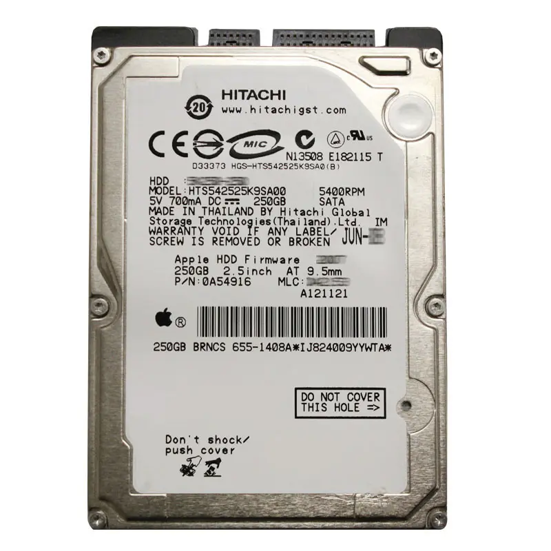 0A54916.jpg Hitachi 0A54916 - 250GB 5.4K SATA 1.5Gbps 2.5Inch 8MB Cache Hard Drive - Image 1