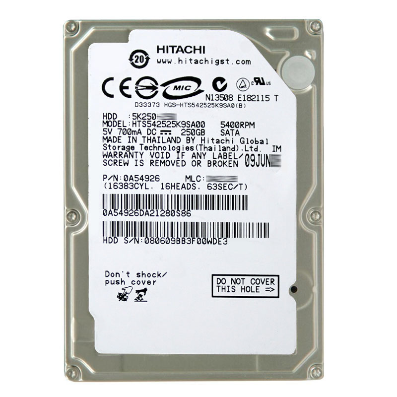 Hitachi 0A54926 - 250GB 5.4K SATA 1.5Gbps 2.5Inch 8MB Cache Hard Drive