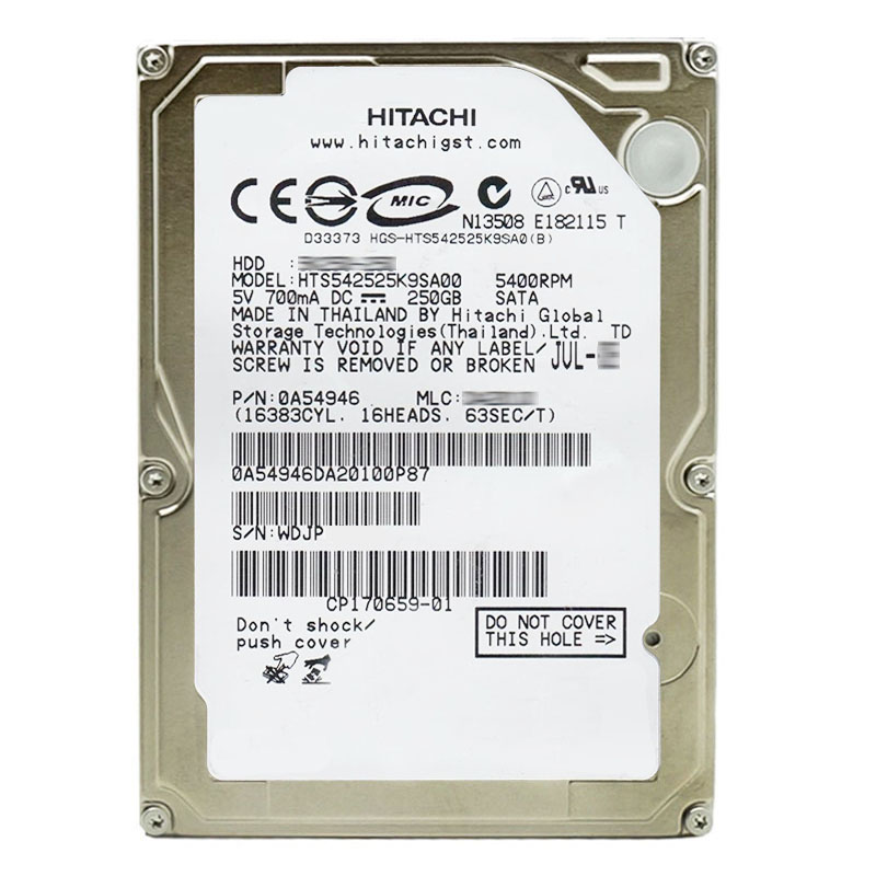 Hitachi 0A54946 - 250GB 5.4K SATA 1.5Gbps 2.5Inch 8MB Cache Hard Drive