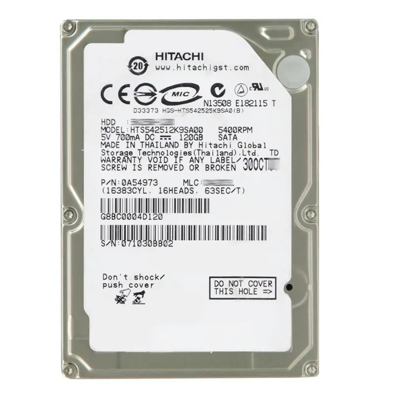 0A54973.jpg Hitachi 0A54973 - 120GB 5.4K SATA 1.5Gbps 2.5Inch 8MB Cache Hard Drive - Image 1