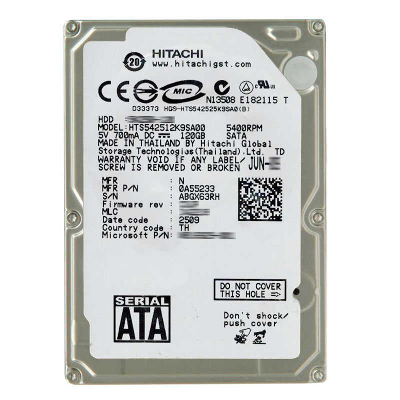 Hitachi 0A55233 - 120GB 5.4K SATA 1.5Gbps 2.5Inch 8MB Cache Hard Drive