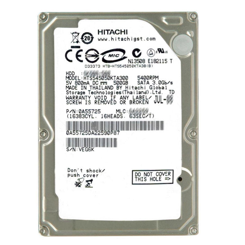 Hitachi 0A55725 - 500GB 5.4K SATA 3.0Gbps 2.5Inch 8MB Cache Hard Drive