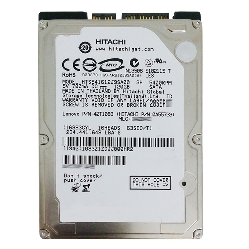 Hitachi 0A55733 - 120GB 5.4K SATA 1.5Gbps 2.5Inch 8MB Cache Hard Drive