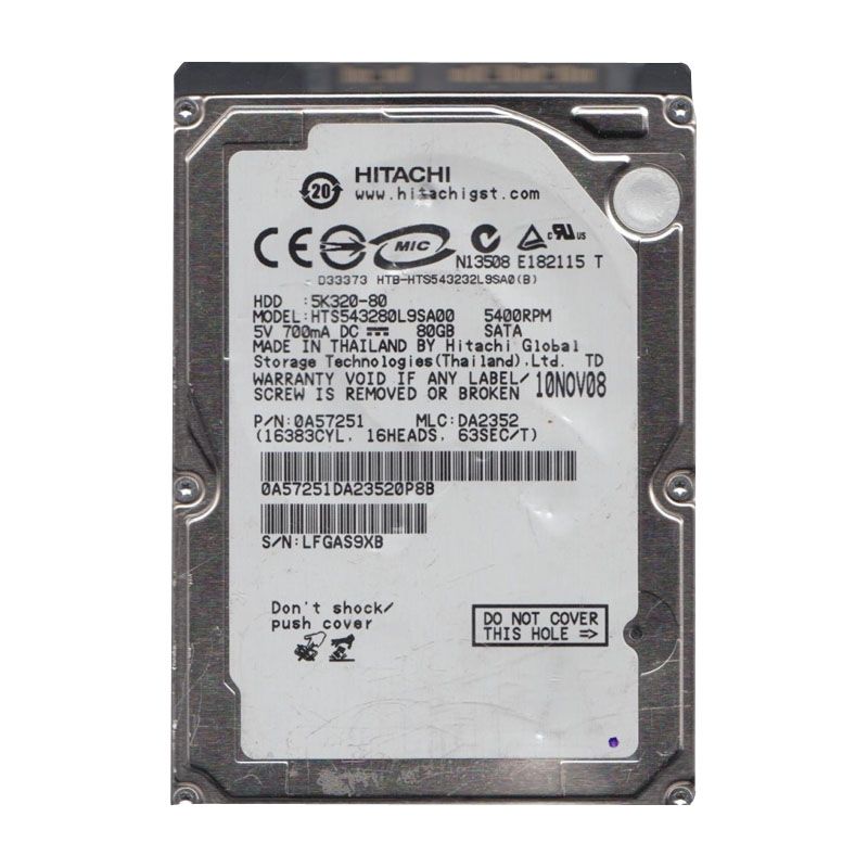 Hitachi 0A57251 - 80GB 5.4K SATA 2.5" Cache Hard Drive
