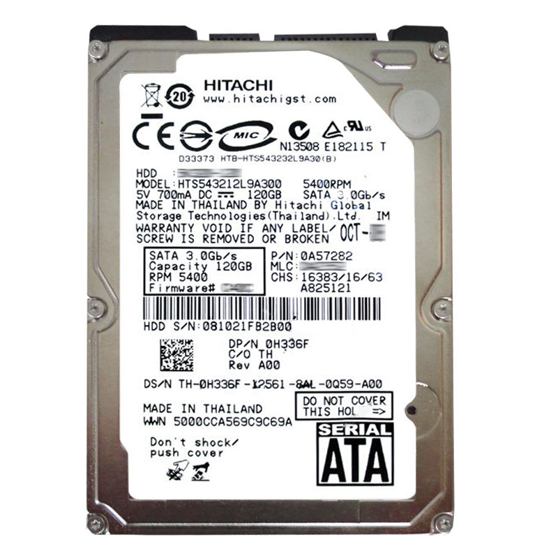 Hitachi 0A57282 - 120GB 5.4K SATA 2.5Inch 8MB Cache Hard Drive