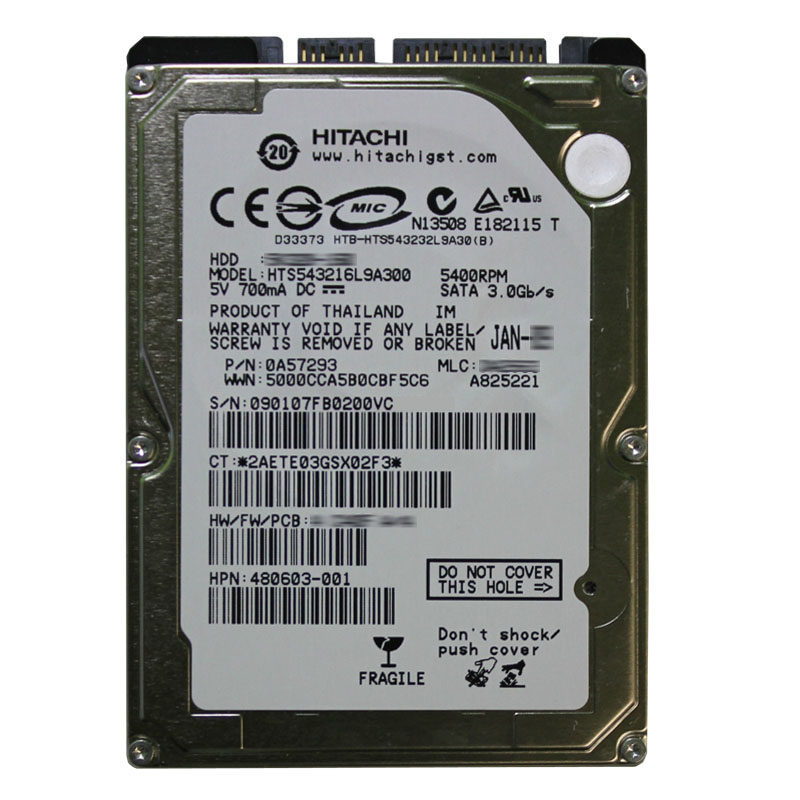 Hitachi 0A57293 - 160GB 5.4K SATA 3.0Gbps 2.5Inch 8MB Cache Hard Drive
