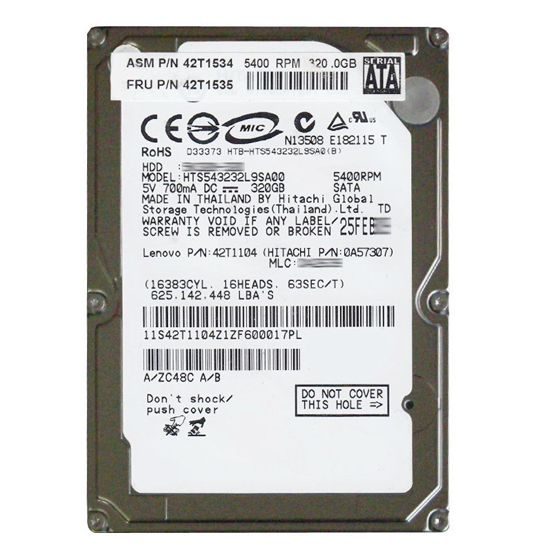 Hitachi 0A57307 - 320GB 5.4K SATA 1.5Gbps 2.5Inch 8MB Cache Hard Drive