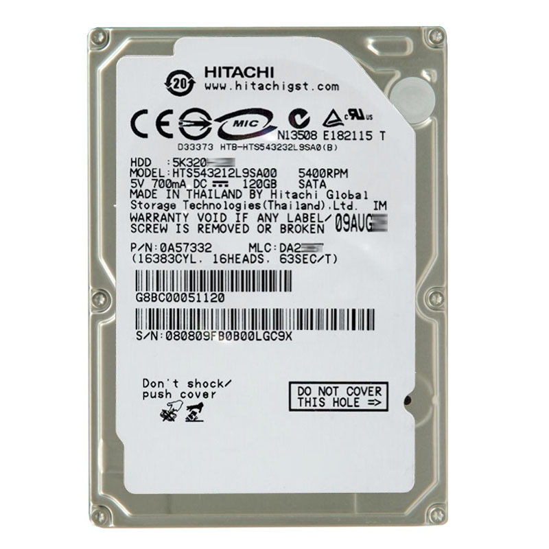 Hitachi 0A57332 - 120GB 5.4K SATA 1.5Gbps 2.5Inch 8MB Cache Hard Drive