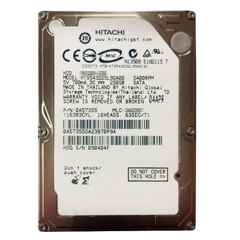 Hitachi 0A57355 - 250GB 5.4K SATA 1.5Gbps 2.5Inch 8MB Cache Hard Drive