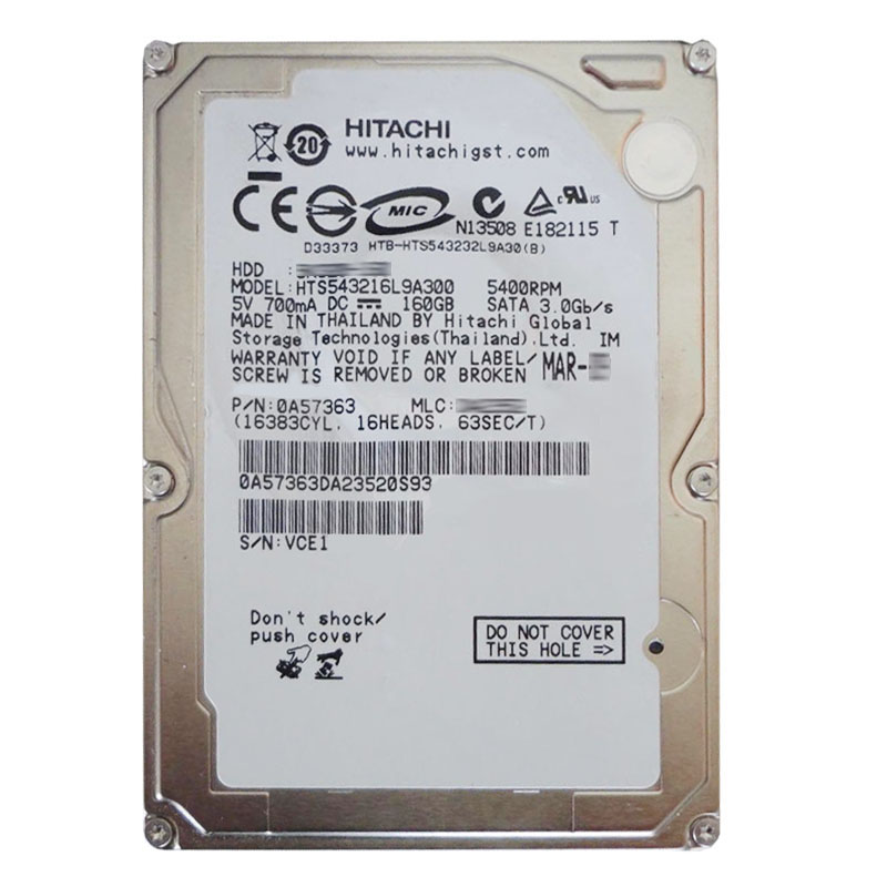Hitachi 0A57363 - 160GB 5.4K SATA 3.0Gbps 2.5Inch 8MB Cache Hard Drive