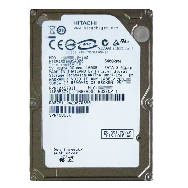 Hitachi 0A57911 - 160GB 5.4K SATA 3.0Gbps 2.5Inch 8MB Cache Hard Drive