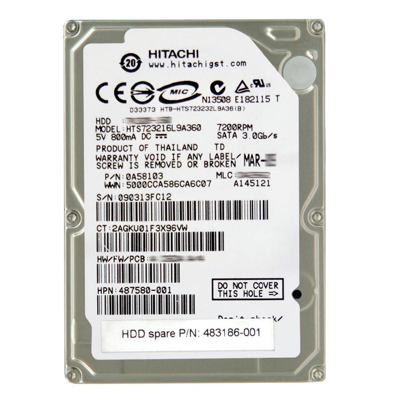 Hitachi 0A58103 - 160GB 7.2K SATA 3.0Gbps 2.5Inch 16MB Cache Hard Drive