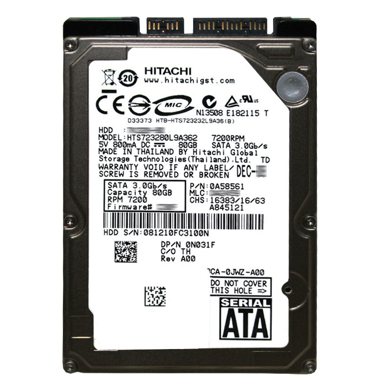 Hitachi 0A58561 - 80GB 7.2K SATA 3.0Gbps 2.5Inch 16MB Cache Hard Drive