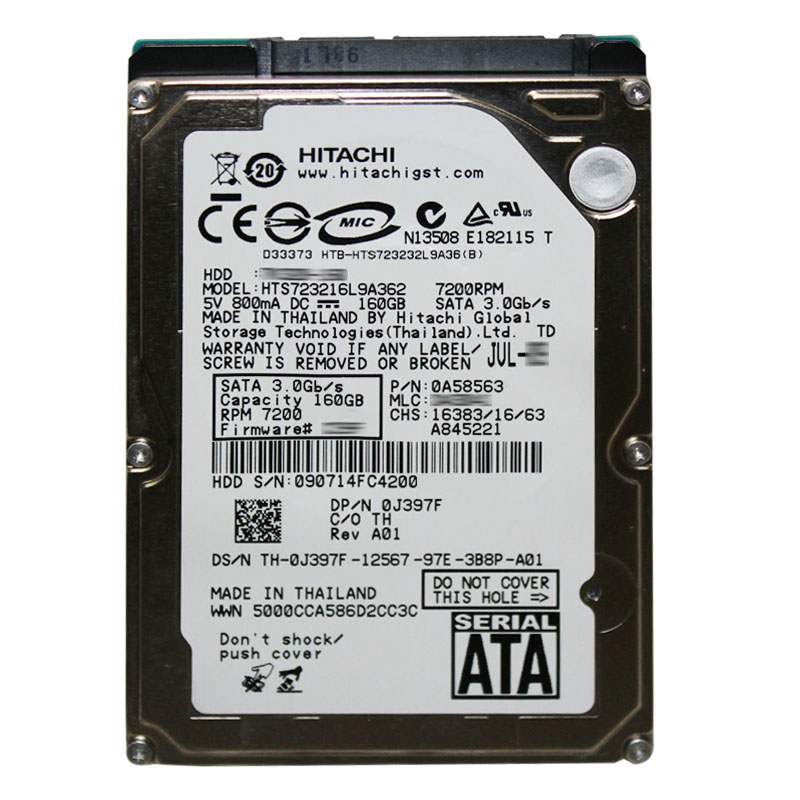 Hitachi 0A58563 - 160GB 7.2K SATA 3.0Gbps 2.5Inch Hard Drive
