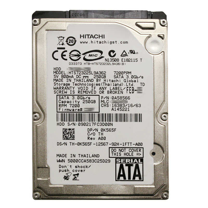 Hitachi 0A58566 - 250GB 7.2K SATA 3.0Gbps 2.5Inch 16MB Cache Hard Drive