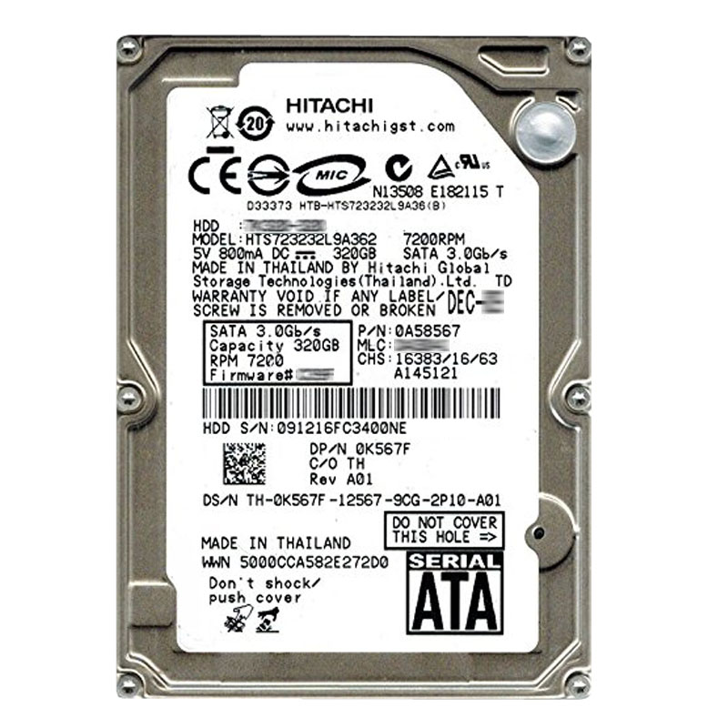 Hitachi 0A58567 - 320GB 7.2K SATA 3.0Gbps 2.5Inch 16MB Cache Hard Drive