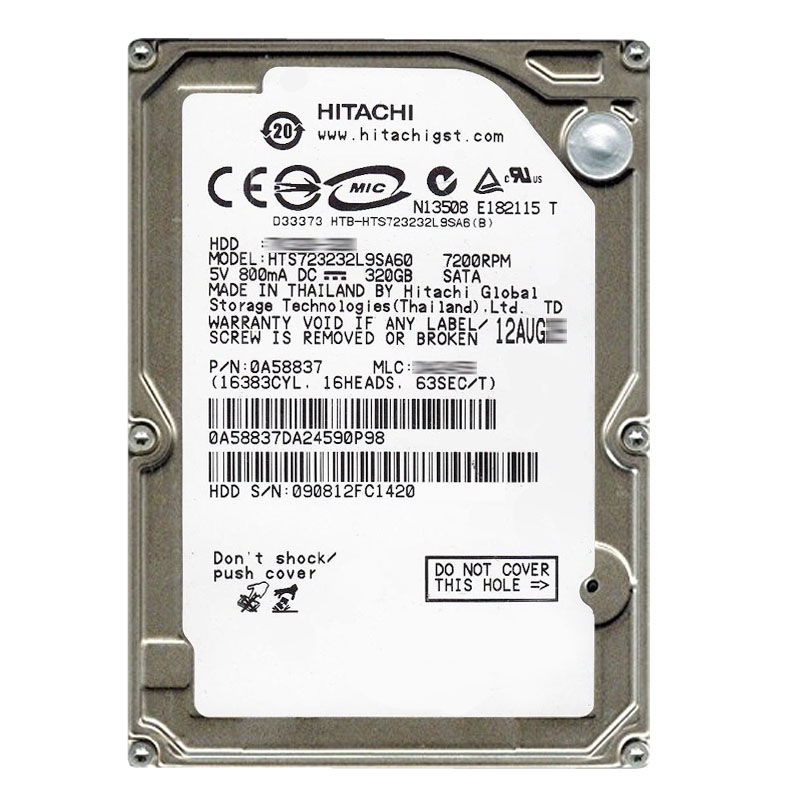 Hitachi 0A58837 - 320GB 7.2K SATA 1.5Gbps 2.5Inch 16MB Cache Hard Drive