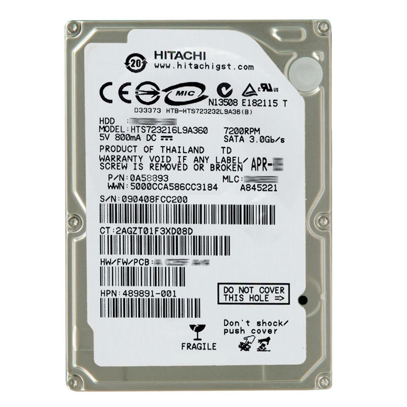Hitachi 0A58893 - 160GB 7.2K SATA 3.0Gbps 2.5Inch 16MB Cache Hard Drive