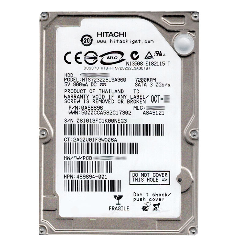 Hitachi 0A58896 - 250GB 7.2K SATA 3.0Gbps 2.5Inch 16MB Cache Hard Drive