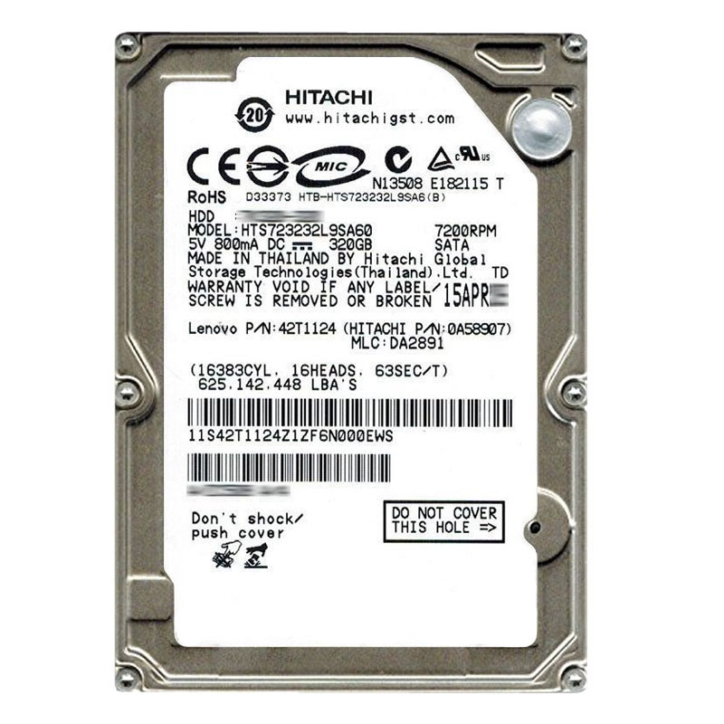 Hitachi 0A58907 - 320GB 7.2K SATA 1.5Gbps 2.5Inch 16MB Cache Hard Drive