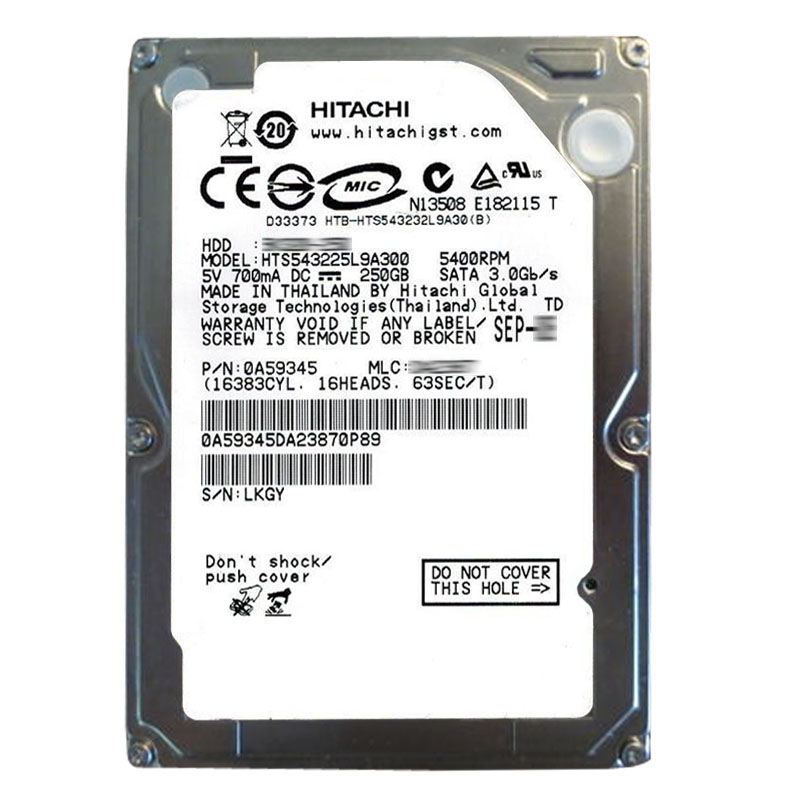 Hitachi 0A59345 - 250GB 5.4K SATA 3.0Gbps 2.5Inch 8MB Cache Hard Drive