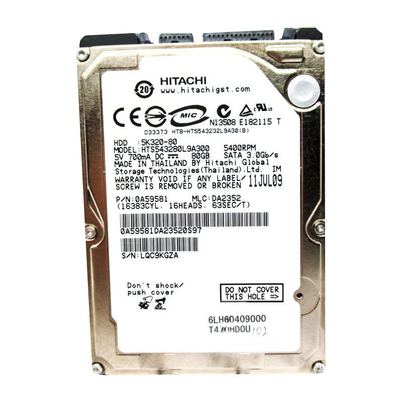 Hitachi 0A59581 - 80GB 5.4K SATA 2.5" Hard Drive