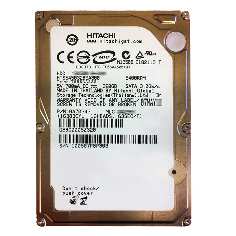 Hitachi 0A70343 - 320GB 5.4K SATA 3.0Gbps 2.5Inch 8MB Cache Hard Drive