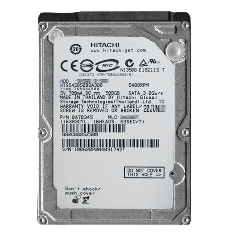 0A70345.jpg Hitachi 0A70345 - 500GB 5.4K SATA 3.0Gbps 2.5Inch 8MB Cache Hard Drive - Image 1