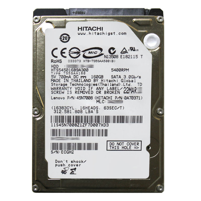 Hitachi 0A70371 - 160GB 5.4K SATA 3.0Gbps 2.5Inch 8MB Cache Hard Drive