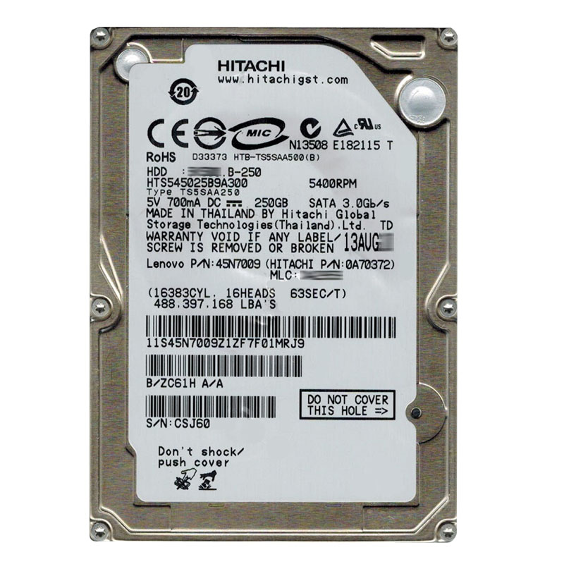 Hitachi 0A70372 - 250GB 5.4K SATA 3.0Gbps 2.5Inch 8MB Cache Hard Drive
