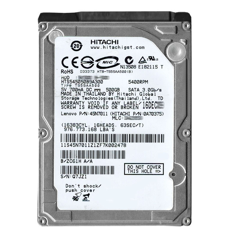 Hitachi 0A70375 - 500GB 5.4K SATA 3.0Gbps 2.5Inch 8MB Cache Hard Drive