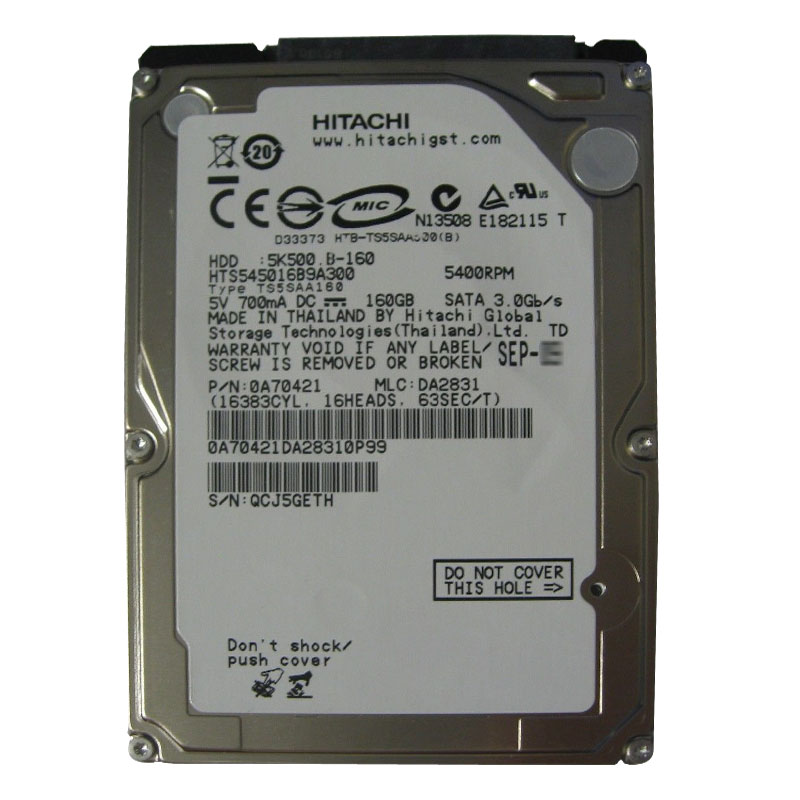 Hitachi 0A70421 - 160GB 5.4K SATA 3.0Gbps 2.5" 8MB Cache Hard Drive