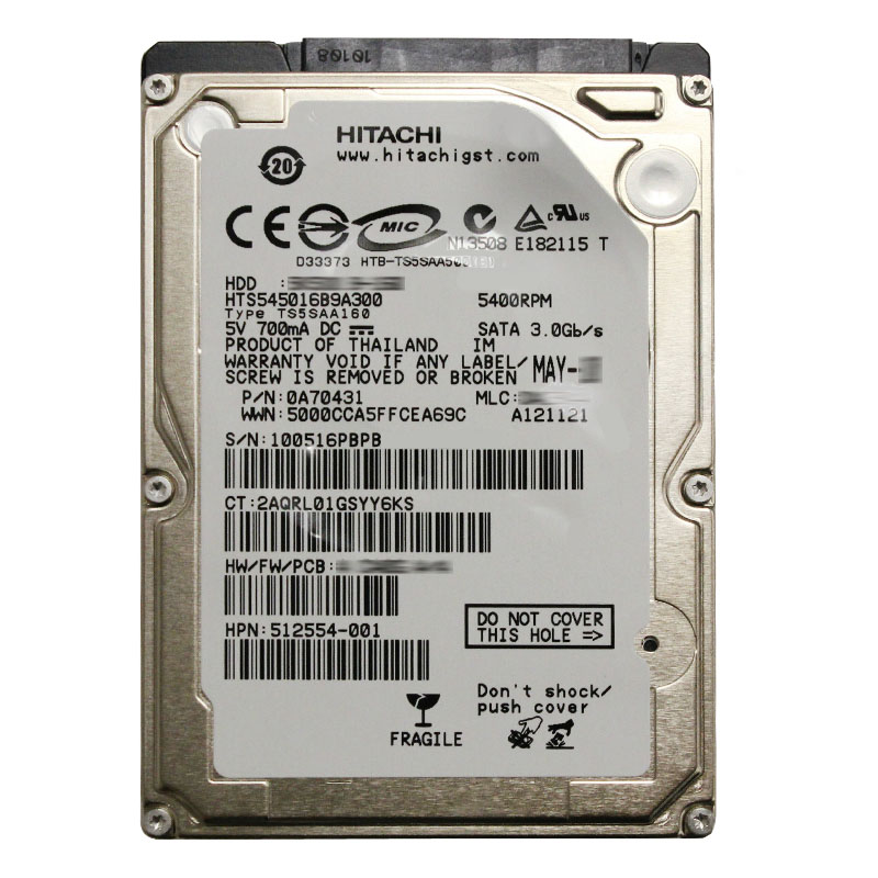0A70431.jpg Hitachi 0A70431 - 160GB 5.4K SATA 3.0Gbps 2.5Inch 8MB Cache Hard Drive - Image 1