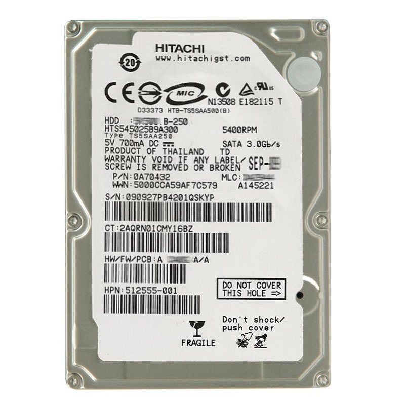Hitachi 0A70432 - 250GB 5.4K SATA 3.0Gbps 2.5Inch 8MB Cache Hard Drive