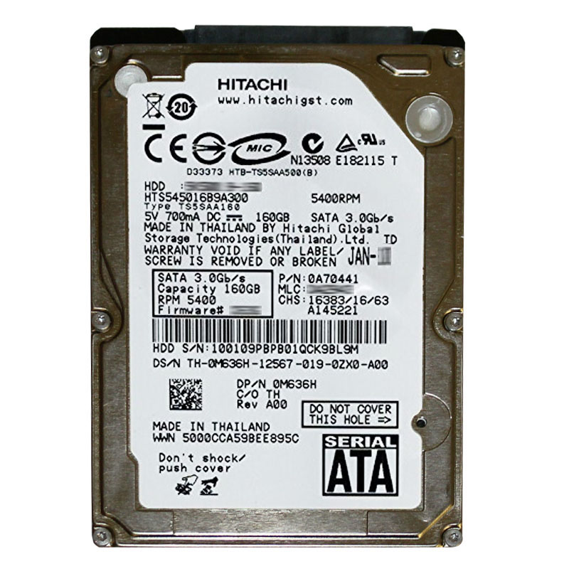 Hitachi 0A70441 - 160GB 5.4K SATA 3.0Gbps 2.5Inch 8MB Cache Hard Drive