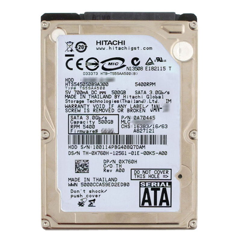 Hitachi 0A70445 - 500GB 5.4K SATA 3.0Gbps 2.5Inch 8MB Cache Hard Drive