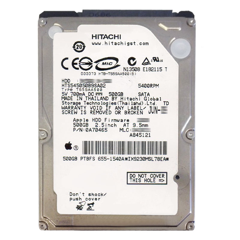 Hitachi 0A70465 - 500GB 5.4K SATA 1.5Gbps 2.5Inch 8MB Cache Hard Drive