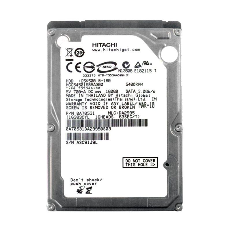 Hitachi 0A70531 - 160GB 5.4K SATA 2.5" Hard Drive