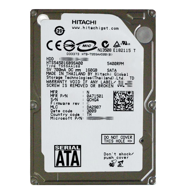 Hitachi 0A71501 - 160GB 5.4K SATA 3.0Gbps 2.5Inch 8MB Cache Hard Drive