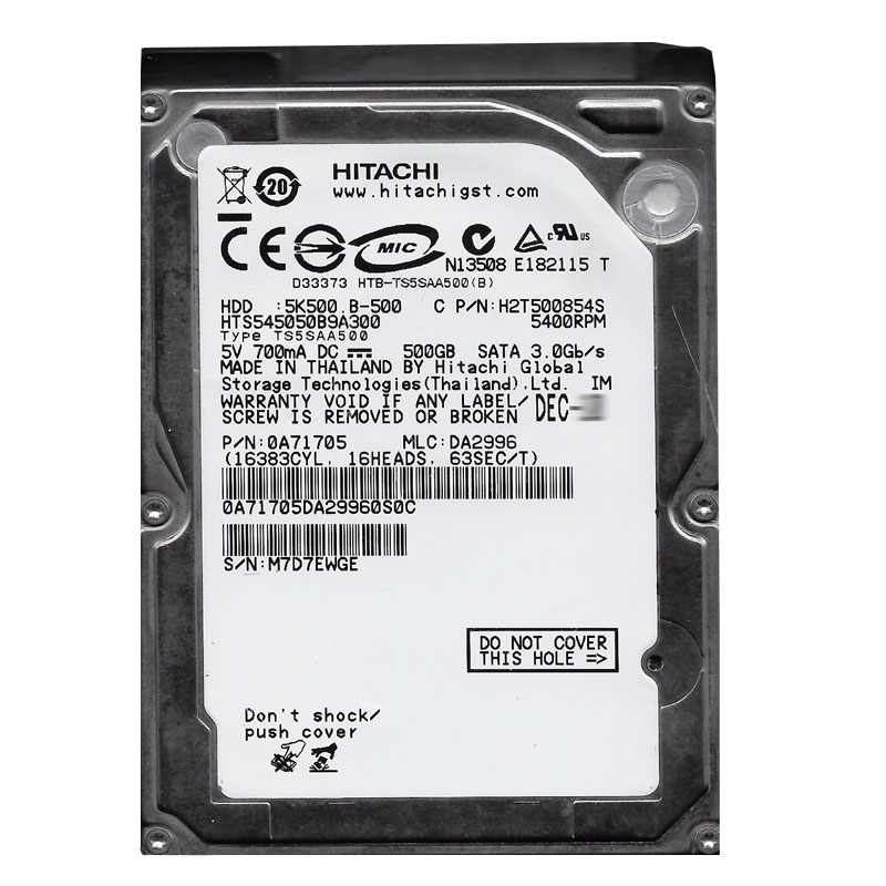 Hitachi 0A71705 - 500GB 5.4K SATA 3.0Gbps 2.5" 8MB Cache Hard Drive