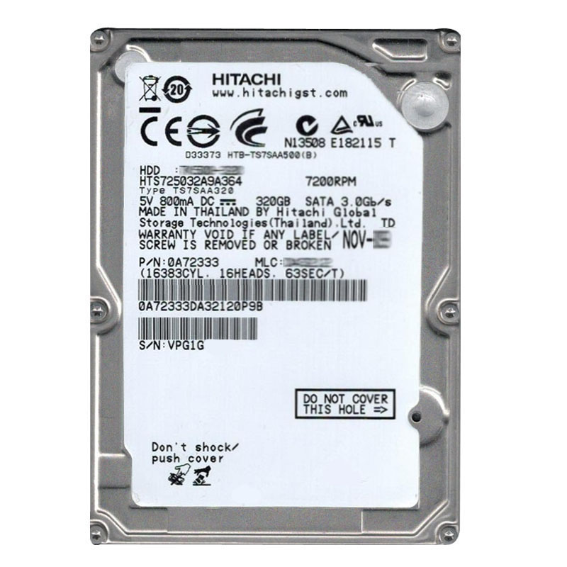 Hitachi 0A72333 - 320GB 7.2K SATA 3.0Gbps 2.5Inch 16MB Cache Hard Drive