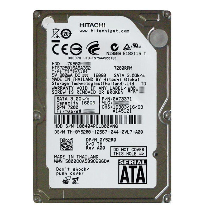 Hitachi 0A73371 - 160GB 7.2K SATA 3.0Gbps 2.5Inch 16MB Cache Hard Drive