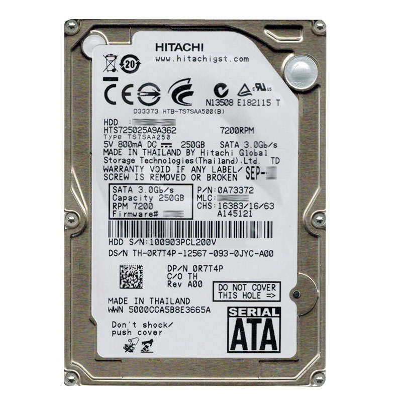 Hitachi 0A73372 - 250GB 7.2K SATA 3.0Gbps 2.5Inch 16MB Cache Hard Drive