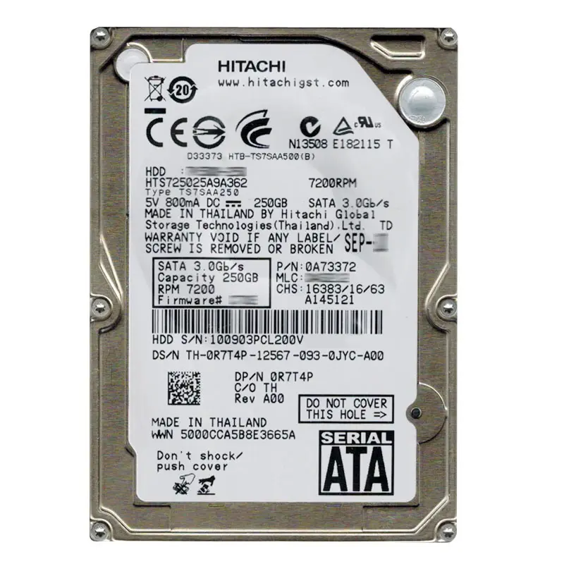 0A73372.jpg Hitachi 0A73372 - 250GB 7.2K SATA 3.0Gbps 2.5Inch 16MB Cache Hard Drive - Image 1