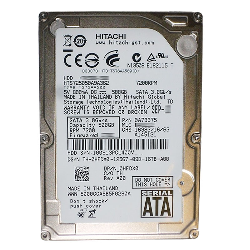 Hitachi 0A73375 - 500GB 7.2K SATA 3.0Gbps 2.5Inch 16MB Cache Hard Drive