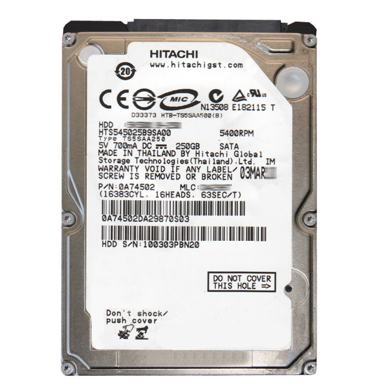 Hitachi 0A74502 - 250GB 5.4K SATA 1.5Gbps 2.5Inch 8MB Cache Hard Drive