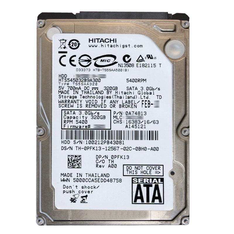 Hitachi 0A74813 - 320GB 5.4K SATA 3.0Gbps 2.5Inch 8MB Cache Hard Drive